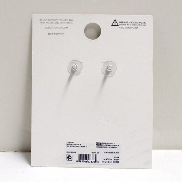 Jessica Simpson Push Back Silver Tone Clear Stone Dangle Pierced Earrings - Picture 4 of 12